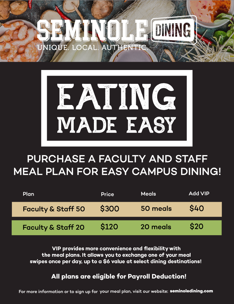 Faculty & Staff Meal Plan Updates University Announcements